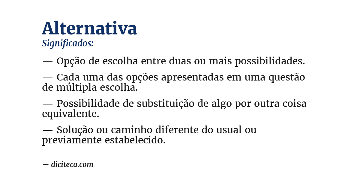 Significado de alternativa