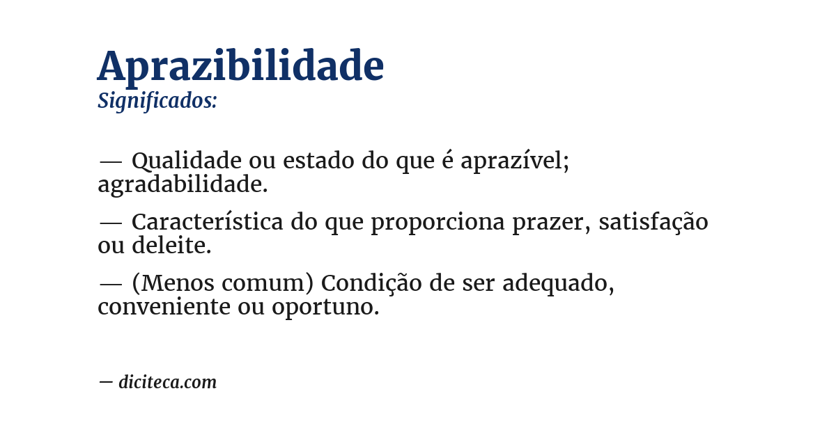 Significado de aprazibilidade