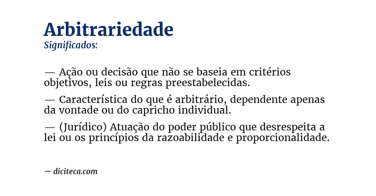 Significado de arbitrariedade