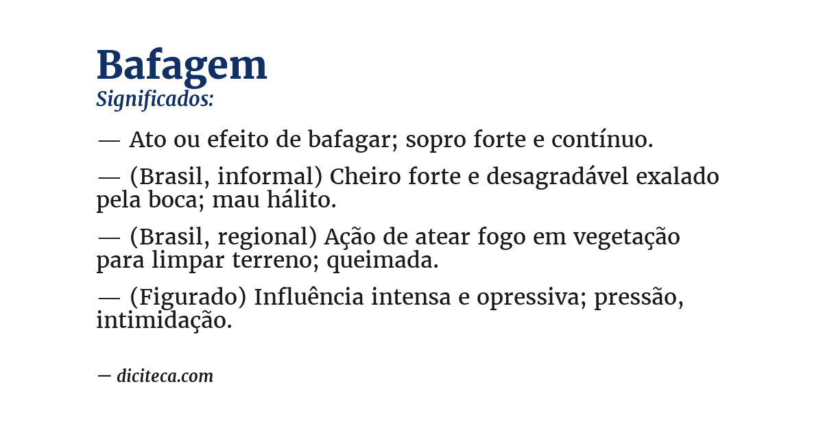 Significado de bafagem