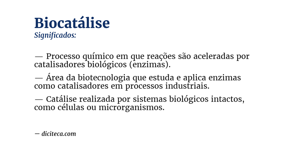 Significado de biocatálise