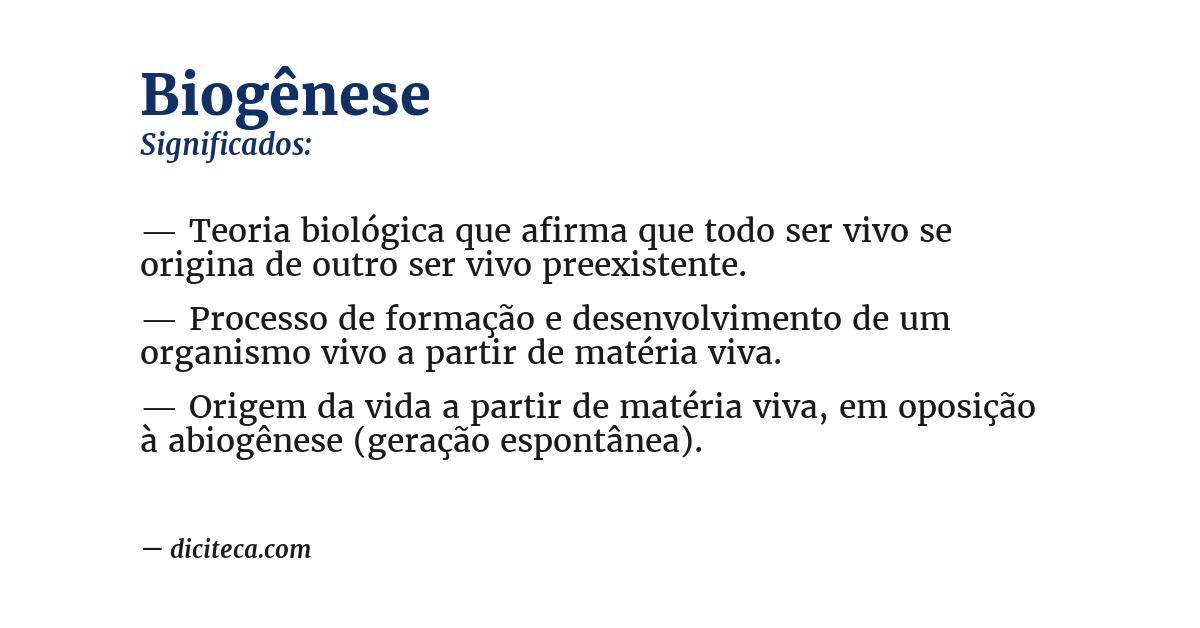 Significado de biogênese