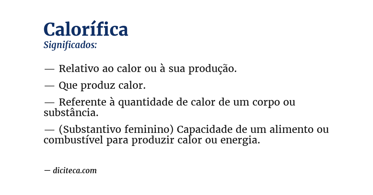 Significado de calorífica