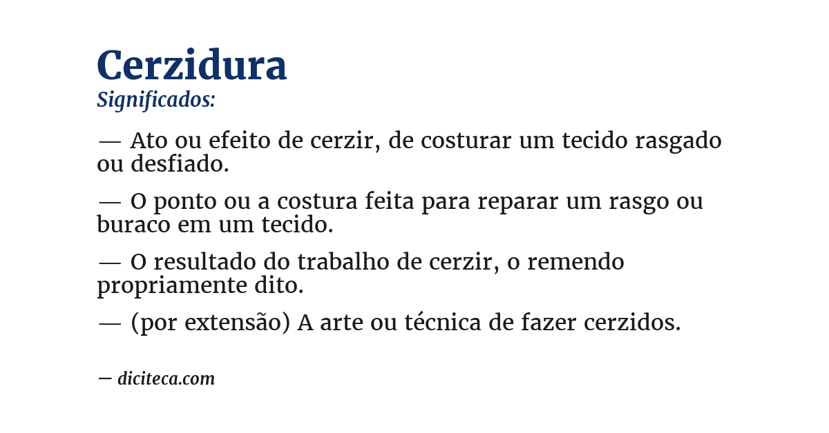 Significado de cerzidura