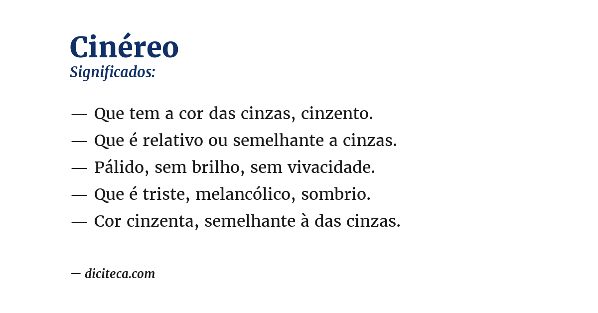 Significado de cinéreo