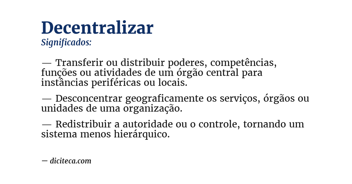 Significado de decentralizar