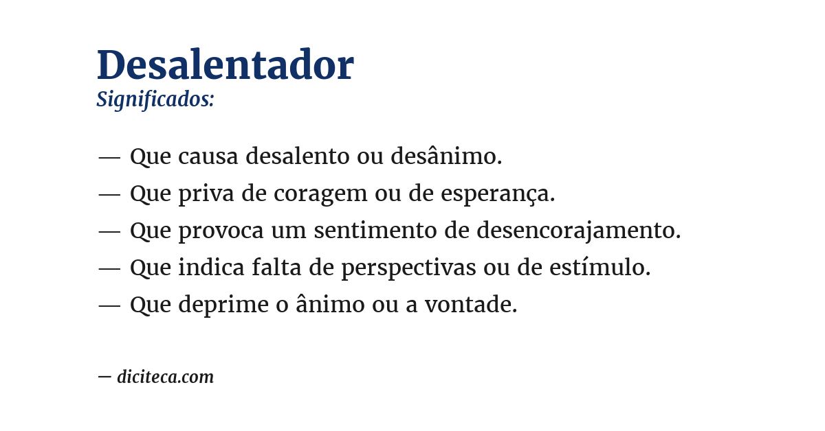 Significado de desalentador