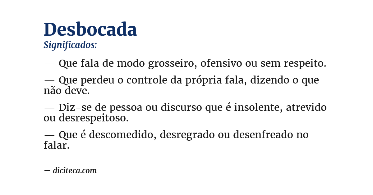 Significado de desbocada