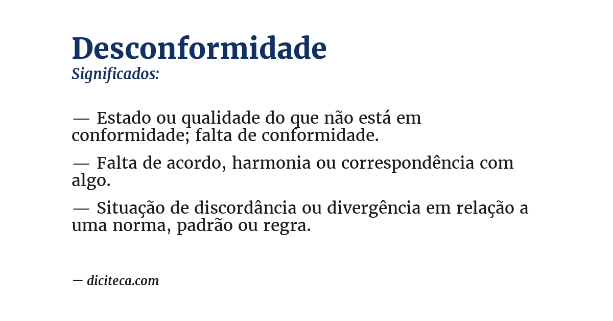 Significado de desconformidade