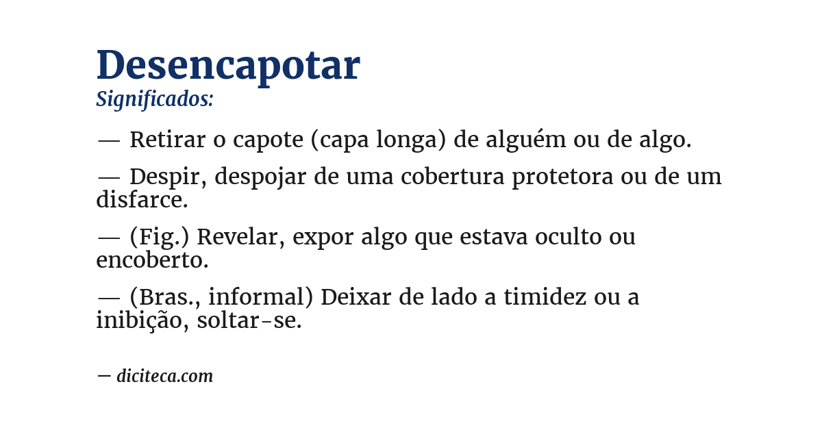 Significado de desencapotar