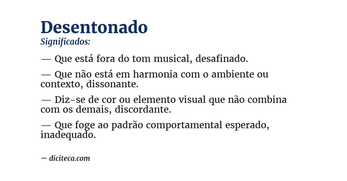 Significado de desentonado