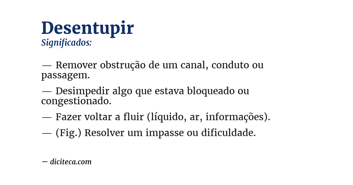 Significado de desentupir