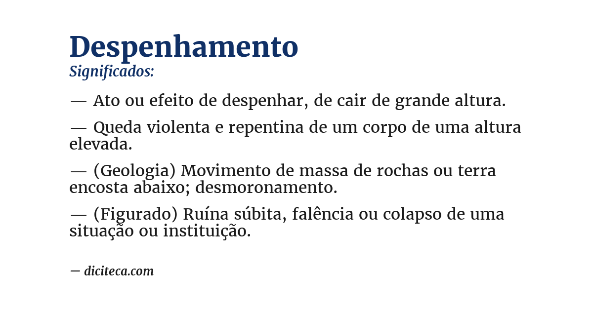 Significado de despenhamento