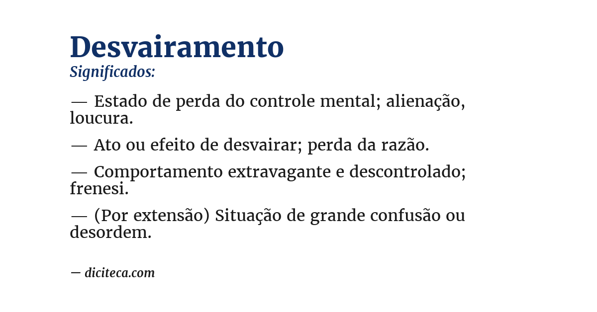 Significado de desvairamento