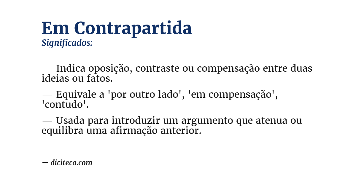 Significado de em contrapartida