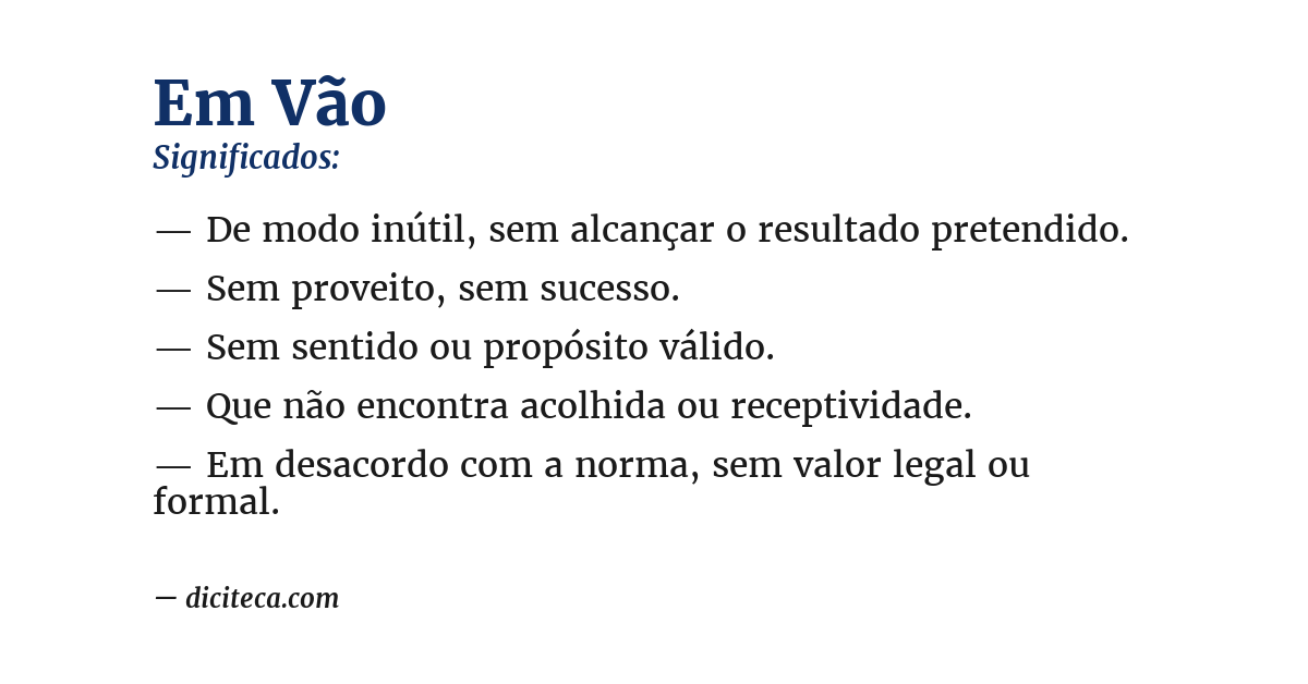 Significado de em vão