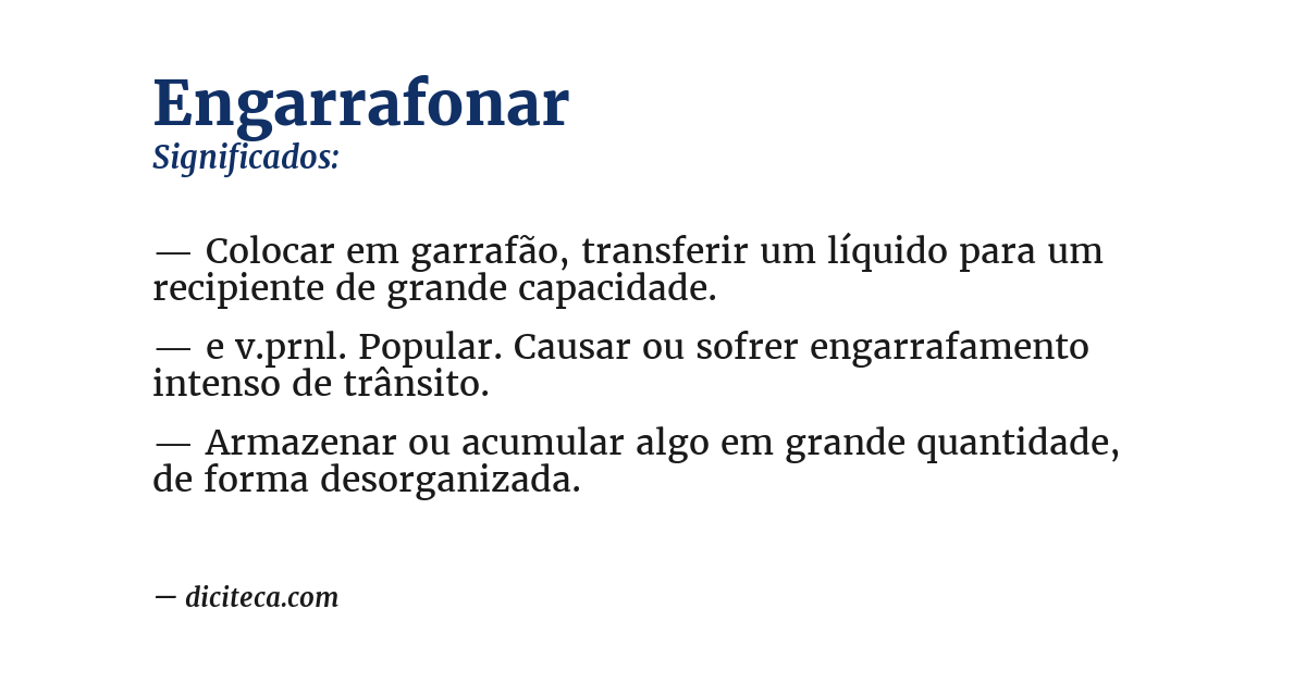 Significado de engarrafonar