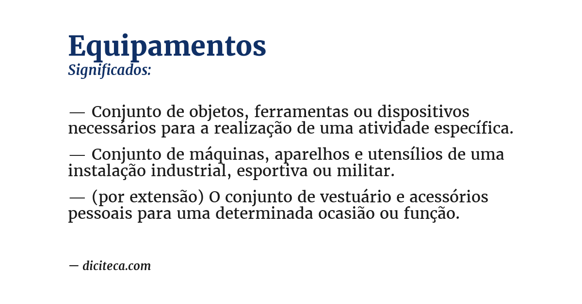 Significado de equipamentos