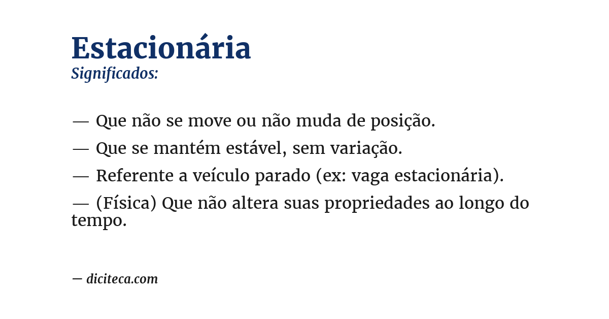 Significado de estacionária