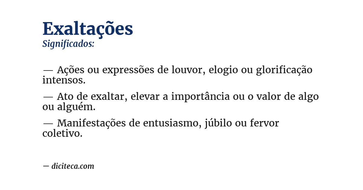 Significado de exaltações