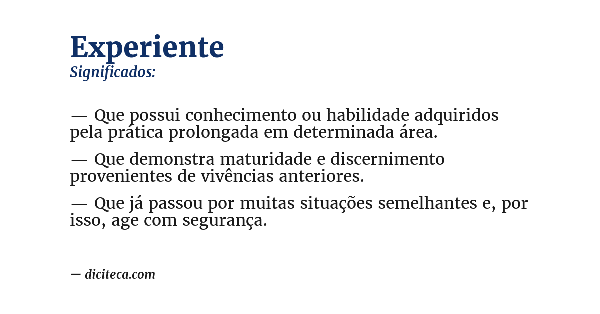 Significado de experiente
