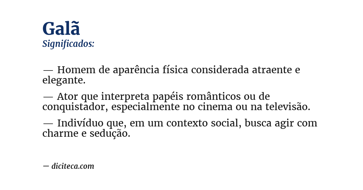 Significado de galã