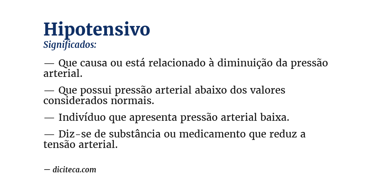 Significado de hipotensivo