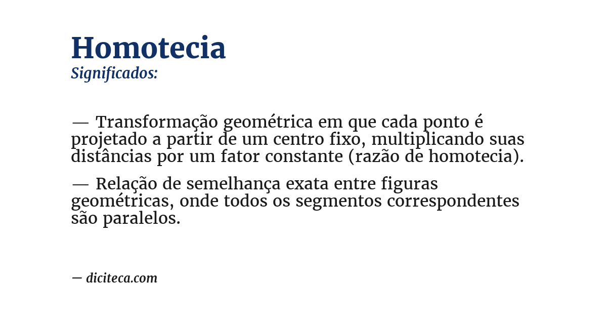 Significado de homotecia