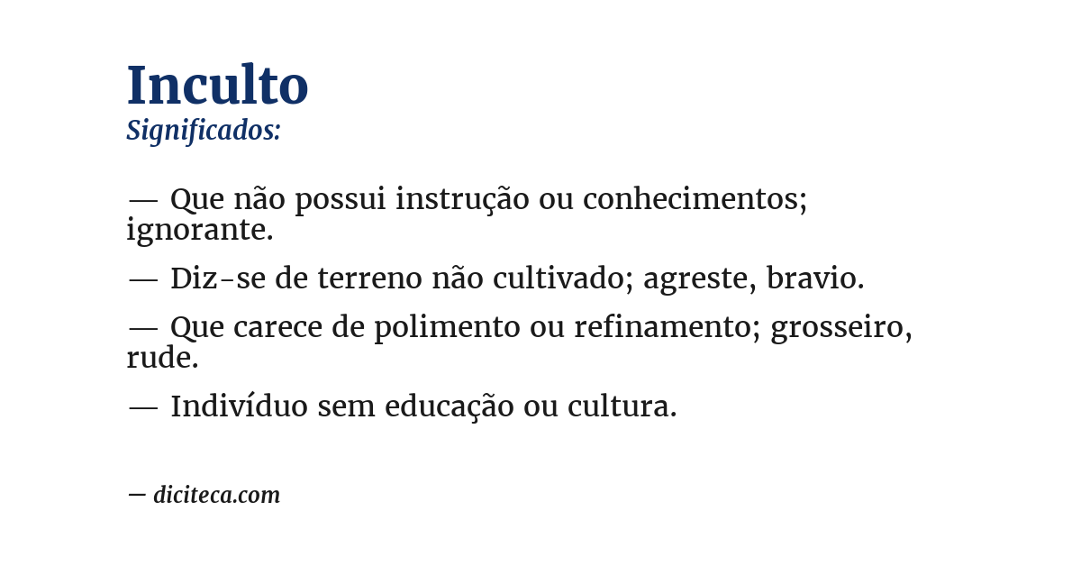 Significado de inculto