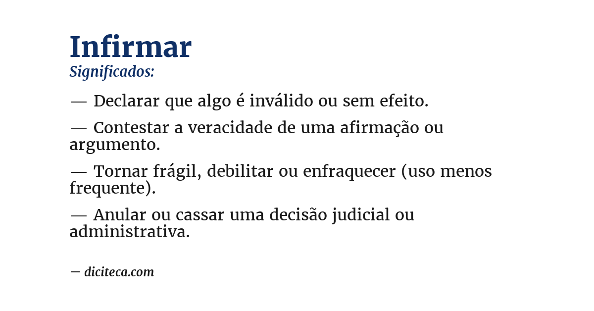 Significado de infirmar