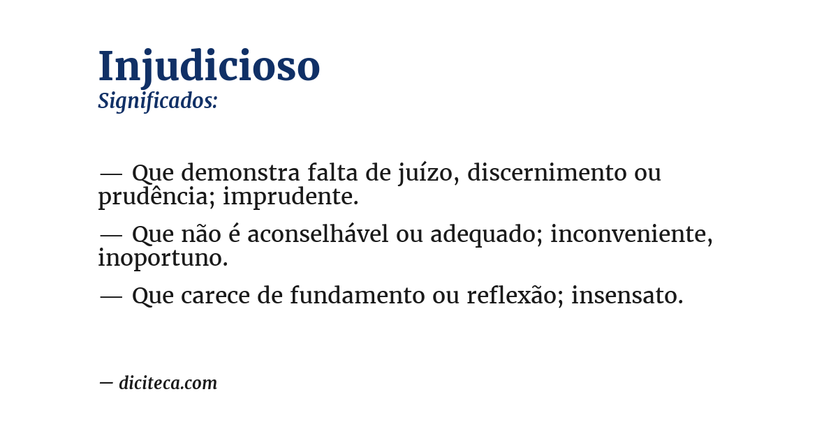 Significado de injudicioso