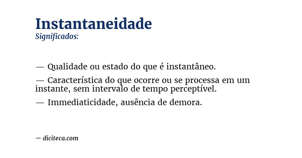 Significado de instantaneidade