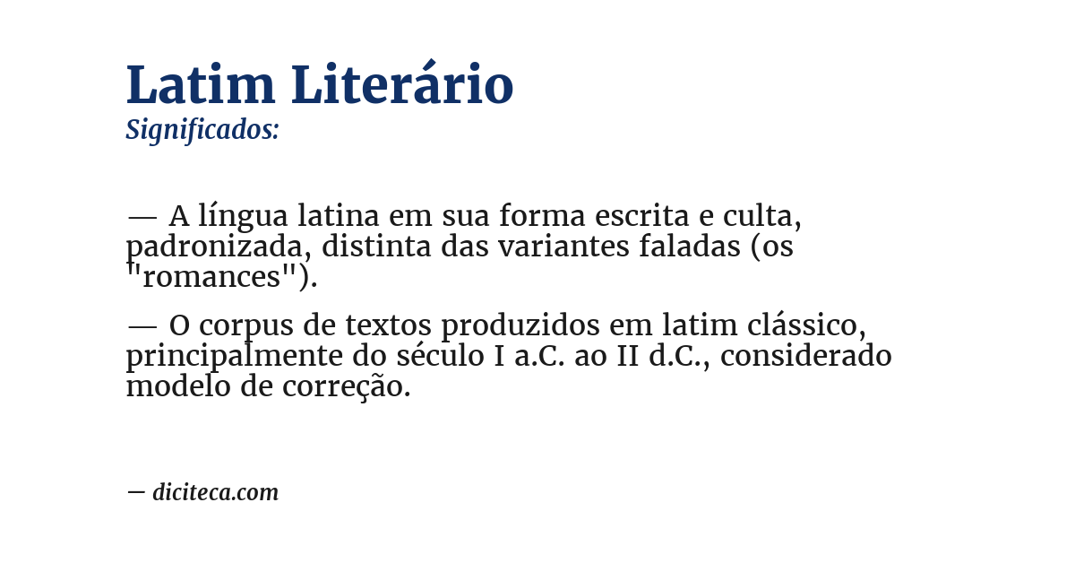 Significado de latim literário