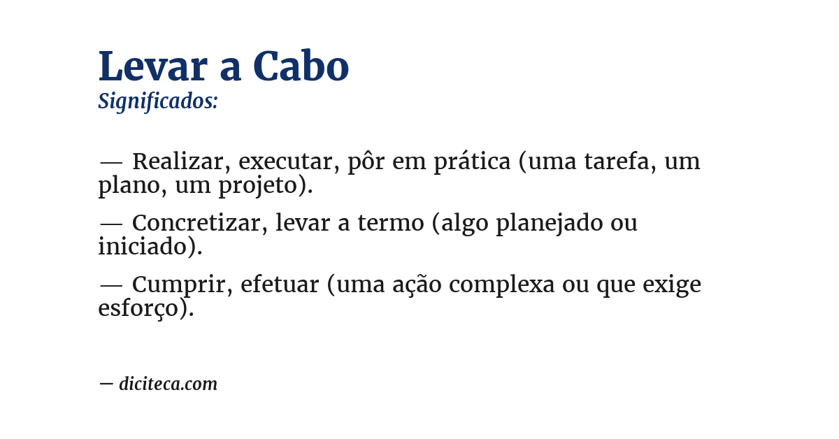 Significado de levar a cabo
