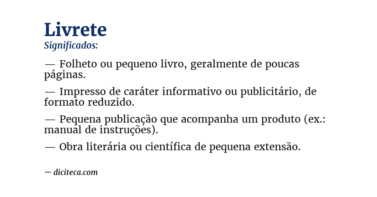 Significado de livrete
