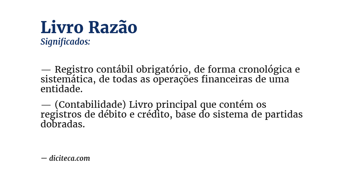 Significado de livro razão
