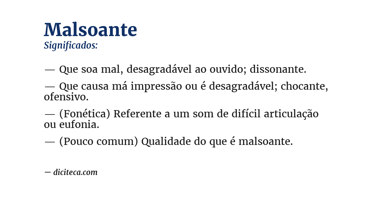 Significado de malsoante
