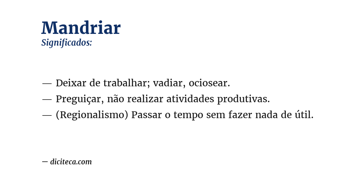 Significado de mandriar