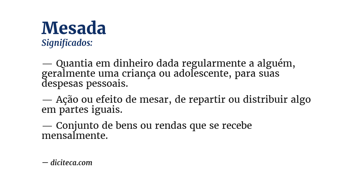 Significado de mesada