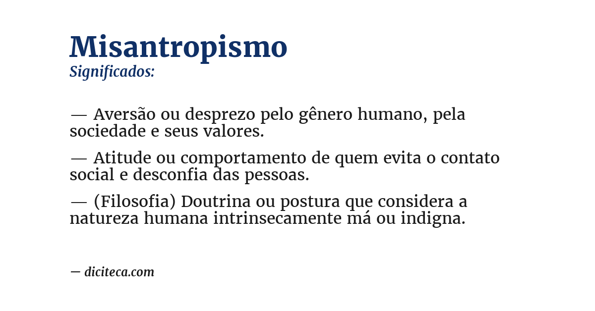 Significado de misantropismo