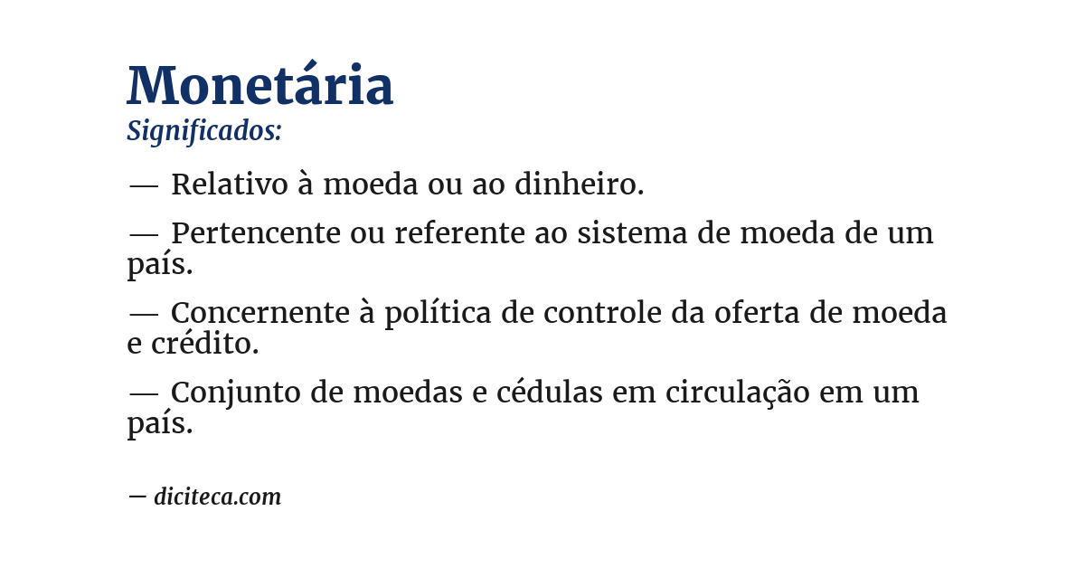 Significado de monetária