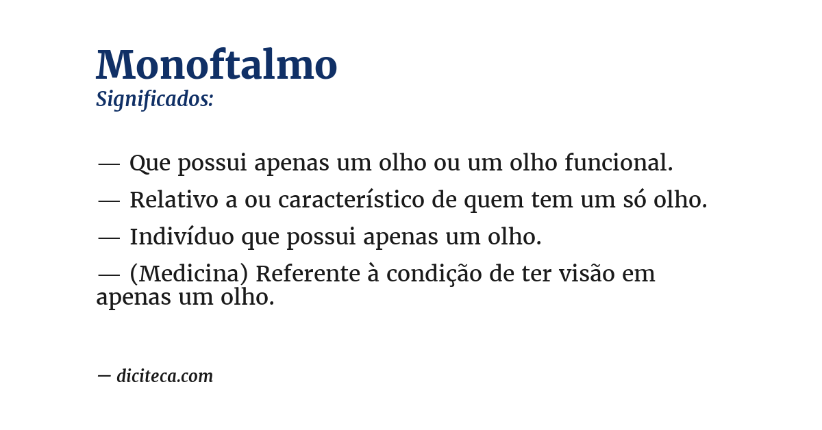 Significado de monoftalmo