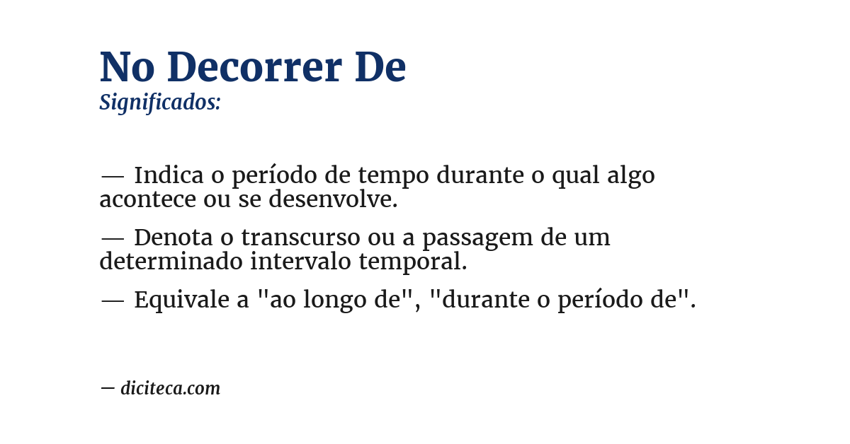 Significado de no decorrer de