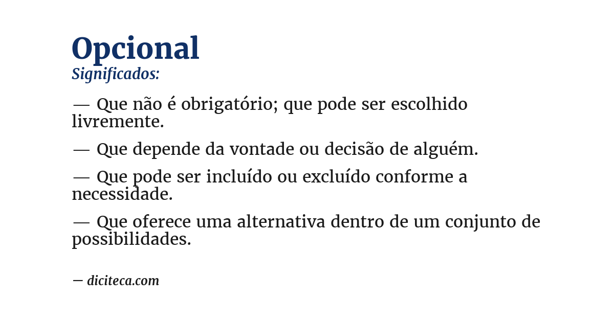 Significado de opcional