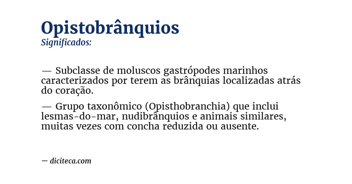 Significado de opistobrânquios