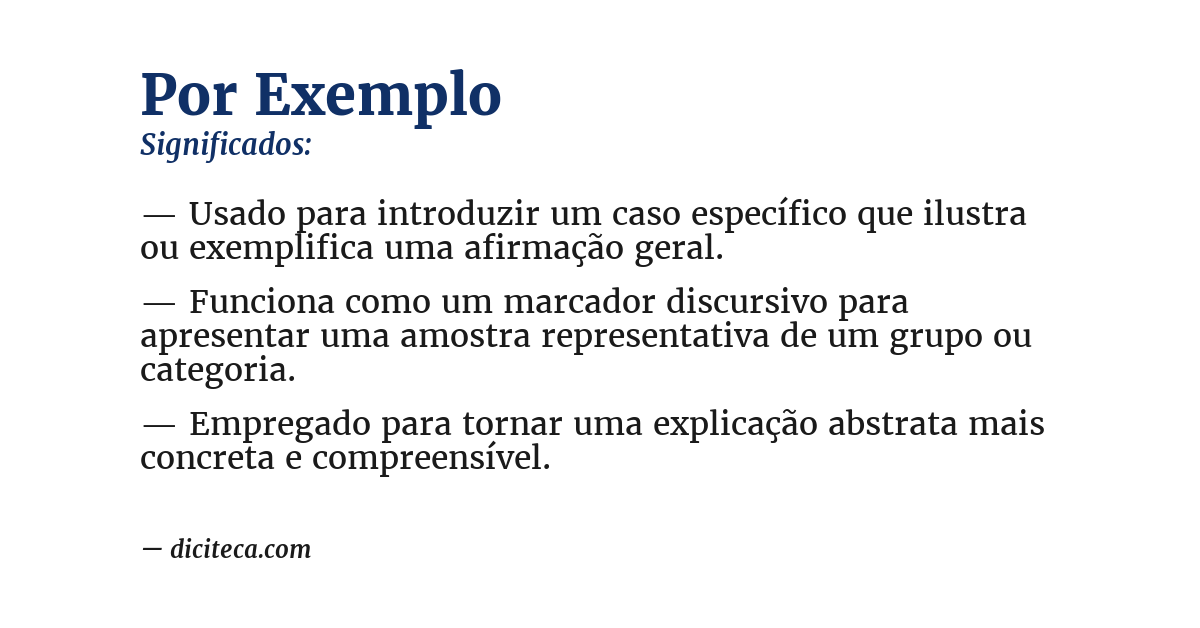 Significado de por exemplo