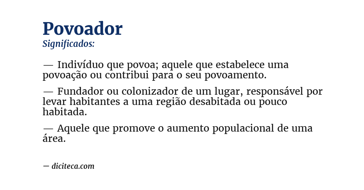 Significado de povoador