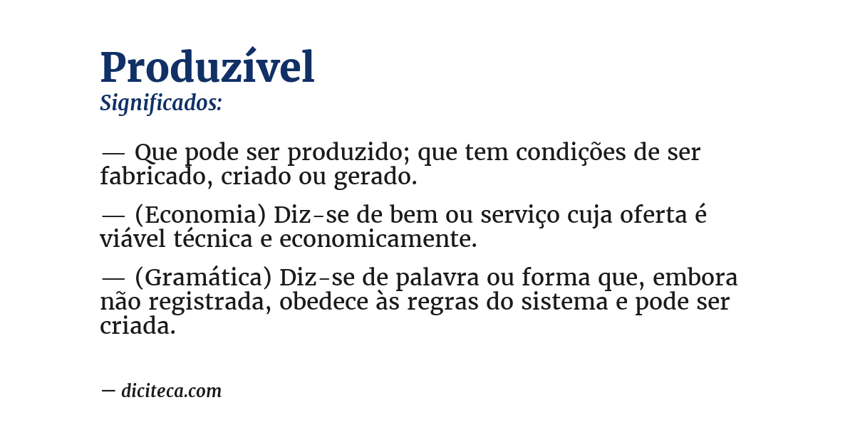 Significado de produzível