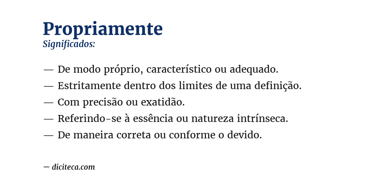 Significado de propriamente