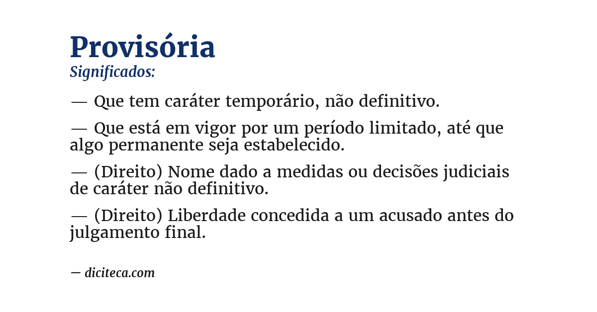 Significado de provisória